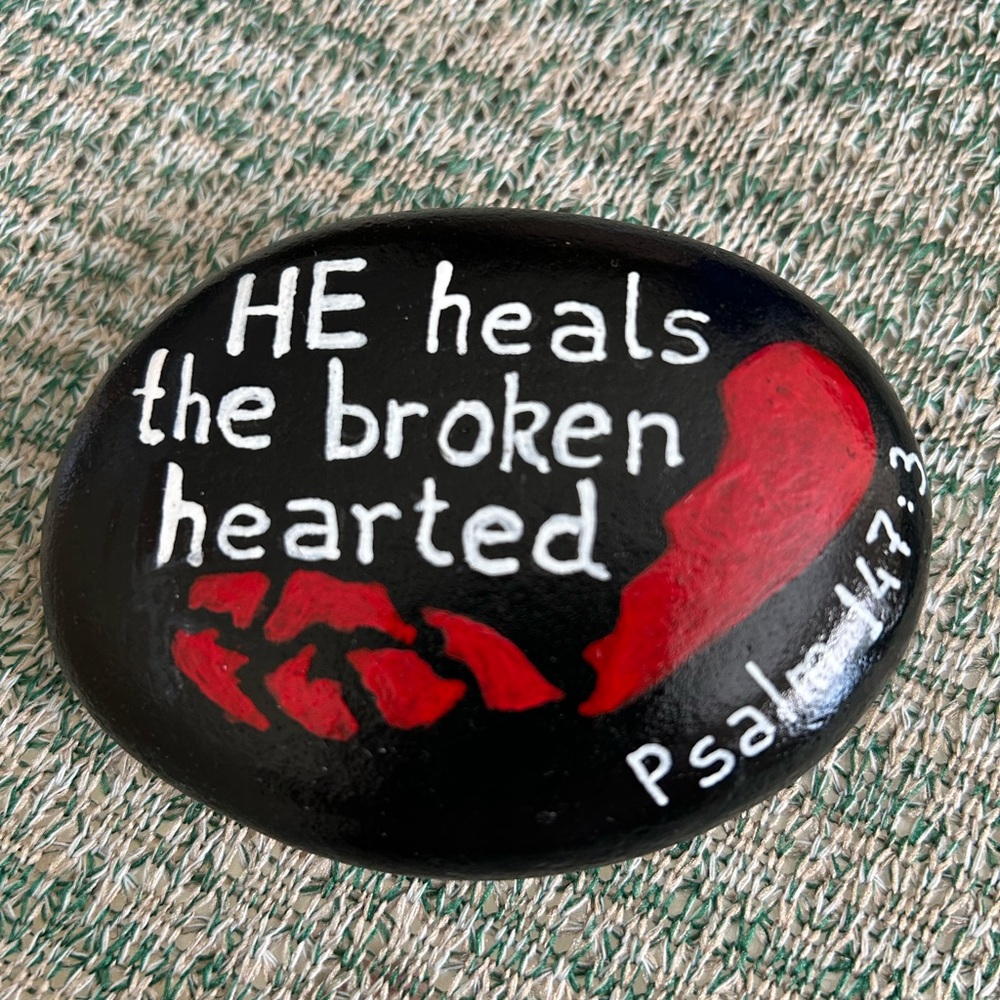 Inspirational Painted Stone with Heart Design